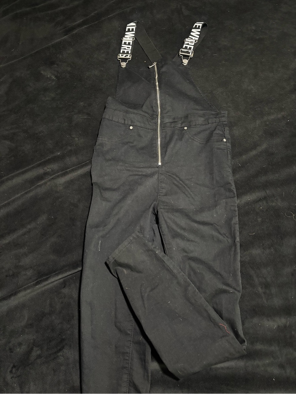 Women’s Black Denim Overalls with Branded Adjustable Straps